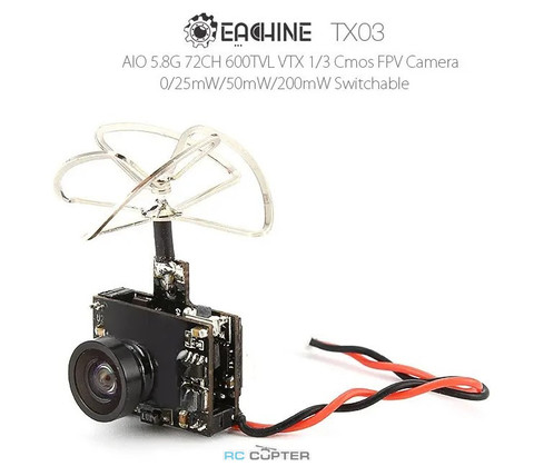 Камера с передатчиком Eachine TX03 5.8G 72ch 600TVL NTSC 0/25/50/200mW Super Mini