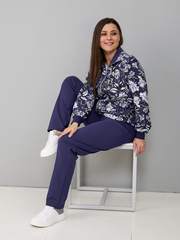 Костюм с брюками КБ-184/индиго-тюльпаны