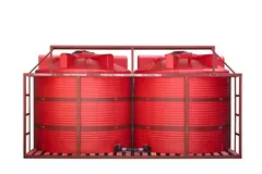 Кассета для перевозки ЖКУ с трапом и системой "КАСКАД" 2*6000 Пластерра PT KAS (13000 л.) вертикальный (4120x2080x2400см;красный) - арт.561544