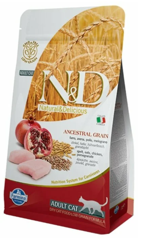 Farmina N&D ANCESTRAL GRAIN сухой корм для кошек (курица,спельта,овес,гранат) 300 гр
