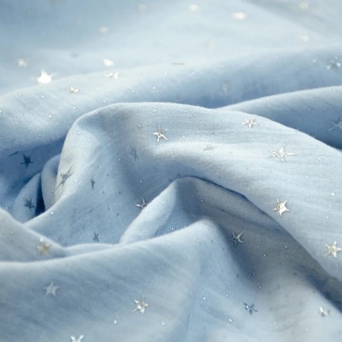 Пеленка муслин "Звезды глитер"