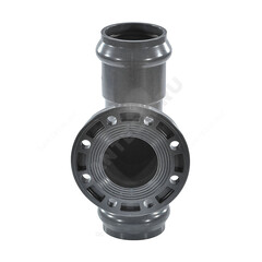 Тройник НПВХ серый SDR26 Дн 110х100х90гр Ру10 фланец-раструб напорный фланец НПВХ Aquaviva AQV104110F