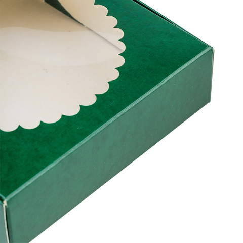 Коробка для печенья 12*12*3 см, зелёная с окном