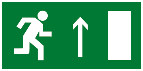 Эвакуационный знак Е11 - Направление к эвакуационному выходу прямо (правосторонний)