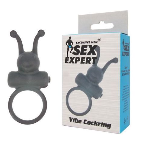 Чёрное эрекционное кольцо в форме букашки с вибрацией - Sex Expert Sex Expert SEM-55111