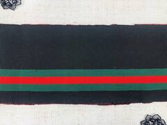 Подвязы трикотажные, ш. 14 см, L 123 см, чёрный с зелёным/красным