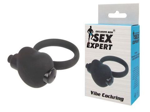 Чёрное эрекционное кольцо с вибрацией Sex Expert - Sex Expert Sex Expert SEM-55113