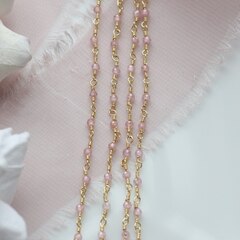 Цепочка с розовыми цирконами, 2 мм, позолота, 33 см, А617-1 (33см)