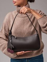 Кожаная сумка багет кросс-боди коричневый шоколад