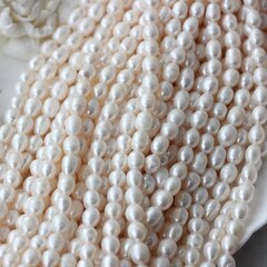 Жемчуг натуральный речной, рис, 7,9-10,1 мм, 1 нить, Ж028