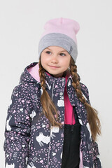 шапка  для девочки  КВ 20177/21ш/светлая астра,св.серый меланж