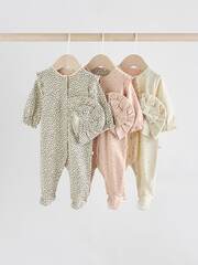 Комбинезон / Cлип и шапочка в комплекте для девочек Next AA5-449, 3 шт., Бежевый