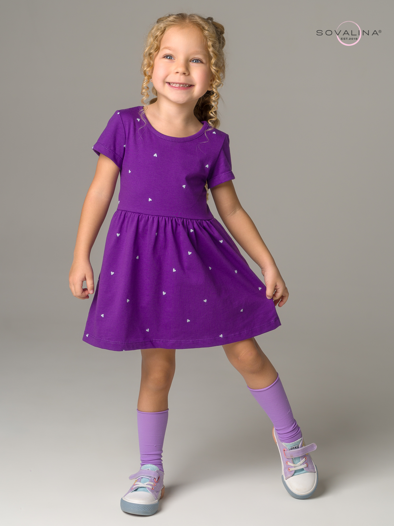 Платье Лето сердечки фиолет