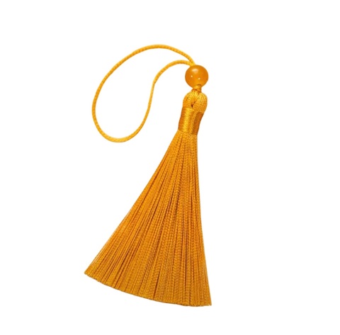 Декоративная кисточка , с бусиной , 8см (размер до подвеса), цвет горчица
