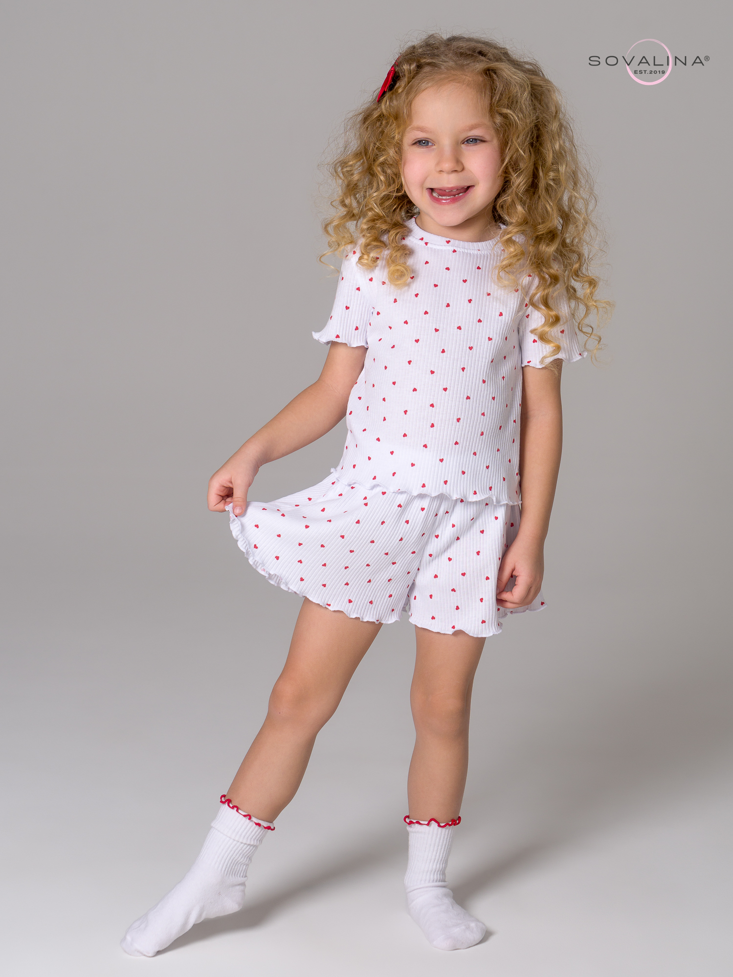 Пижама Элли мелкие красные сердечки