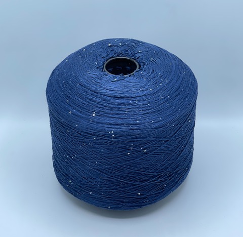 Бобинная пряжа, Merino Pailletes, 450м, 80% Меринос, 20% Полиэстер(пайетка), Синие чернила+пайетка. 39463