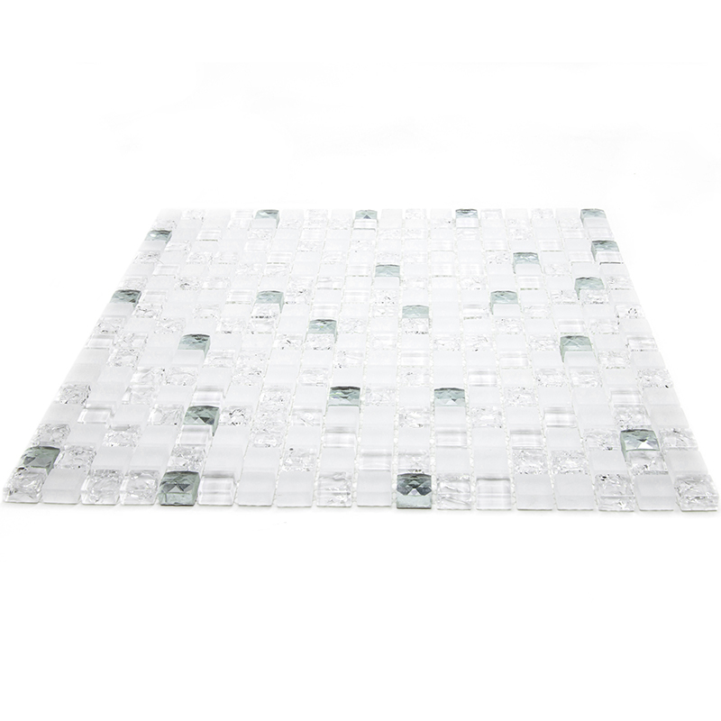 ICE-13 Мозаика из стекла Natural Ice белый светлый квадрат глянцевый