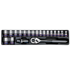 KING TONY (9-4319MR) Набор торцевых головок 1/2" с принадлежностями, ложемент, 20 предметов