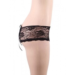 Трусики на завязках с доступом, черные, 3XL-4XL