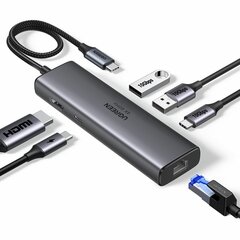 USB-хаб UGREEN CM512 (45000) USB-C to HDMI 2*USB 3.2 A 1*USB 3.2 C RJ45 PD серый