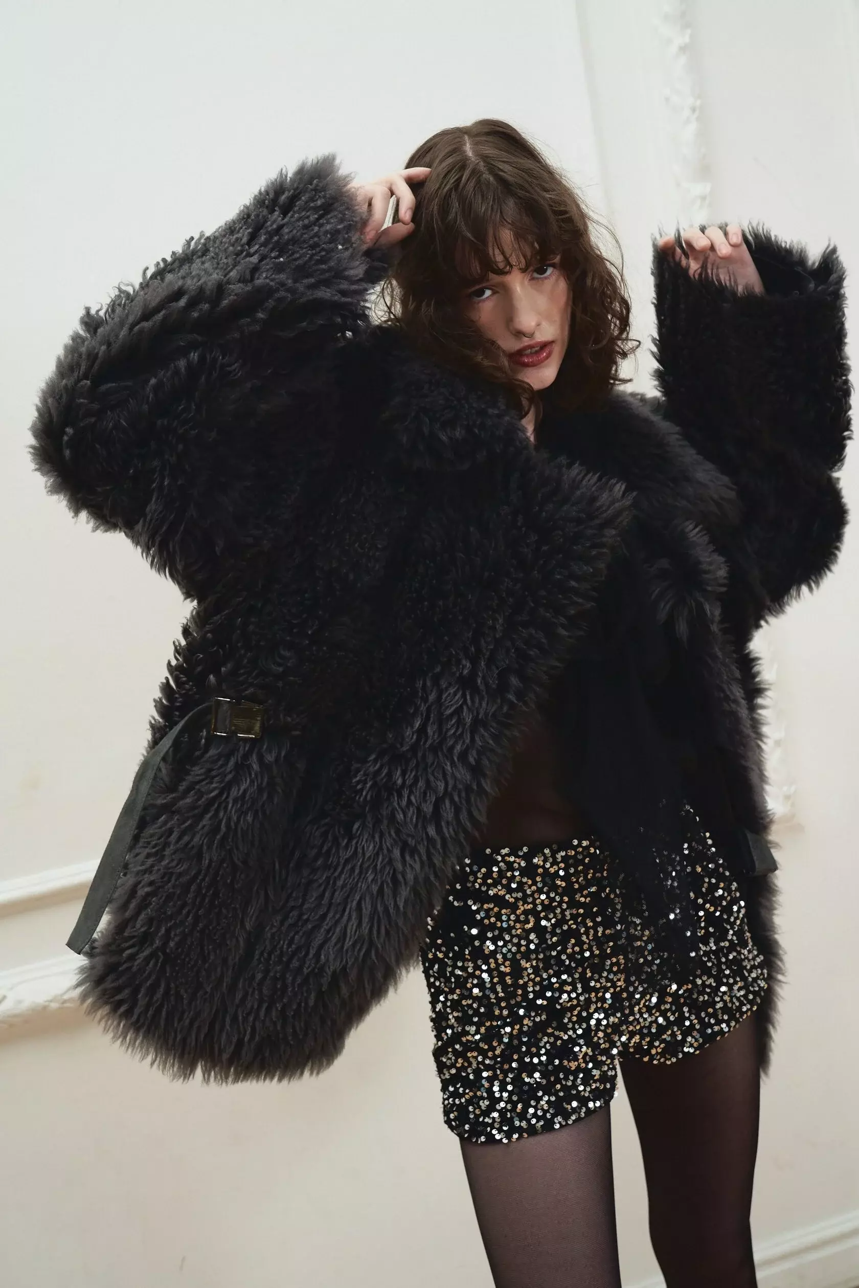 Двусторонняя шубка Grey, Серая