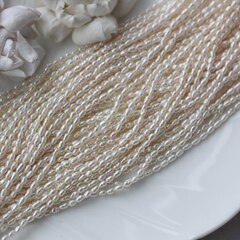 Жемчуг натуральный речной, рис, 3,9-4,5 мм, 1 нить, Ж016