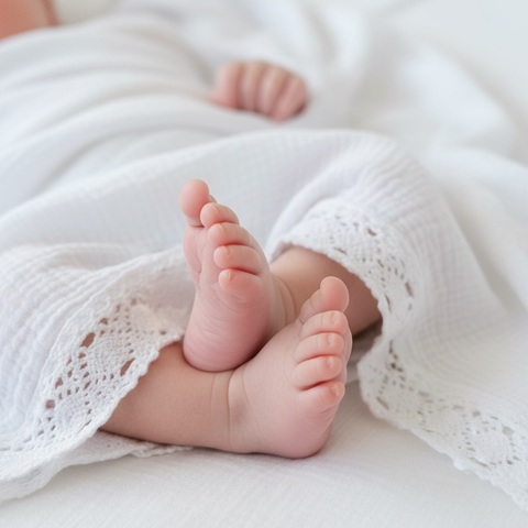 Пеленка муслин с кружевом "Белоснежный"