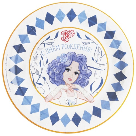 Тарелка С ДР Буратино Мальвина 17см 6шт