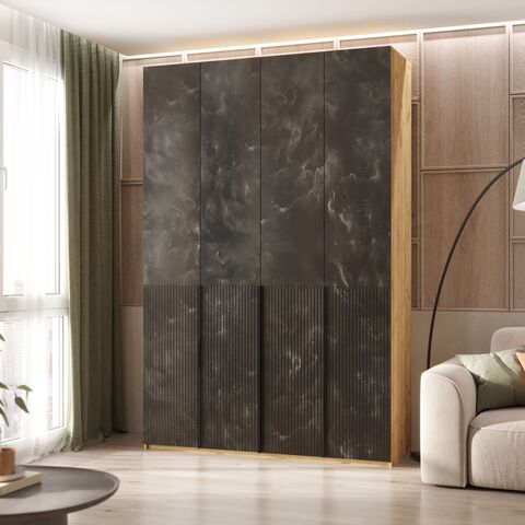 Шкаф Марвэл 4-х ств. (1600) (Мальта грей, Дуб Крафт)