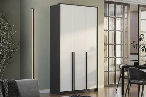 Шкаф 3-х створчатый Шарм графит / белый