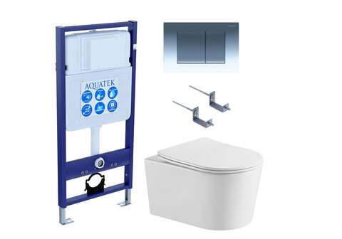 Aquatek SET Aquatek ОБЕРОН T KDI10 SET Aquatek ОБЕРОН T KDI10 (рама Aquatek Standard INS-0000012 с клавишей KDI-0000010 и крепежом KKI-0000002 +унитаз ОБЕРОН AQ1365T-00 с сиденьем sc)