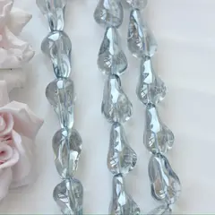 Бусины стеклянные, дымчато-серый с покрытием, фриформ 22*13 мм, 1 бусина, МК042