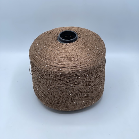 Бобинная пряжа, Linette Pailletes, 450м, 80% Лен, 20% Полиэстер(пайетка), Молочный шоколад+пайетка. 39379