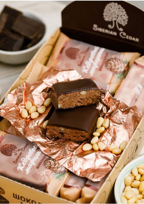 Конфеты Марципан кедровый с шоколадом батончик Сибирский Кер 40 г