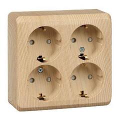 Розетка 4-ом ОП Этюд 16А 250В защ шторки с заземл сосна SchE PA16-208D