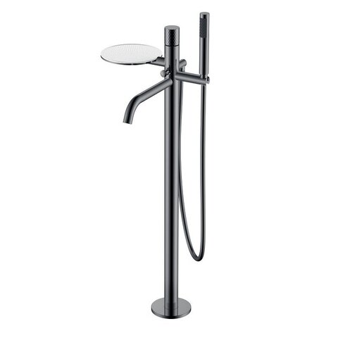 Boheme 129-SGM Смеситель STICK напольный Shine Gun Metal с ручкой DIMOND