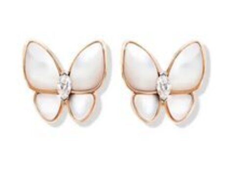 44308 - Серьги Trendy-бабочки из позолоченного серебра с перламутром