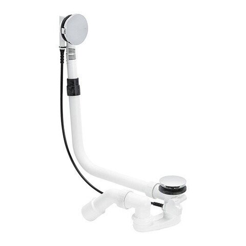 Viega 138561 Multiplex Visign M5 слив-перелив (плоская констр.), с гидрозатвором, наклад., отводящ. колено 45°, 40/50 x 725 мм, пластик/хром, модель 6163.45