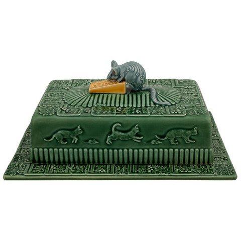 Блюдо для сыра с крышкой Bordallo Pinheiro Мыши 30.5х22.5см зеленое