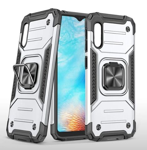 Противоударный чехол для iPhone X / XS серебро с пластиной для магнитного автодержателя и кольцом подставкой / чехол для айфон Икс / Икс Эс