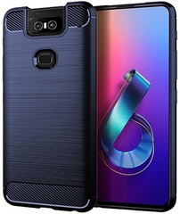 Чехол для Asus ZenFone 6 (ZenFone 6Z) цвет Blue (синий), серия Carbon от Caseport