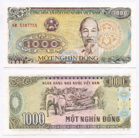 Банкнота Вьетнам 1000 донгов 1988 год SR 5387755. UNC