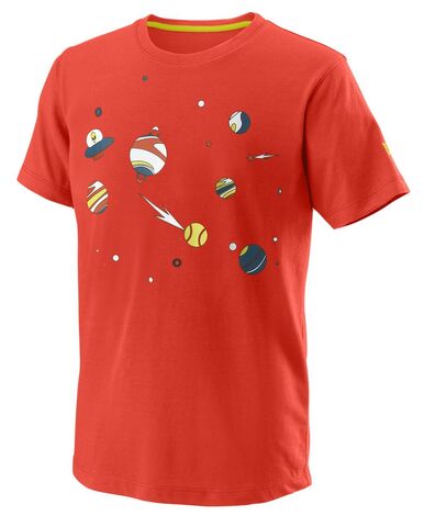 Детская теннисная футболка Wilson Planetary Tech Tee B - fiesta