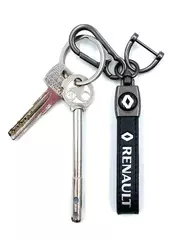 Брелок для ключей кожаный с эмблемой Renault (кожзам, белая надпись)