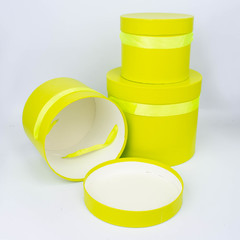 Коробки Тубус Однотонный с лентой. Набор 3 шт. Лайм