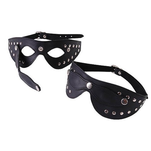 Чёрная кожаная маска с велюровой подкладкой - Sitabella BDSM accessories 3080-1