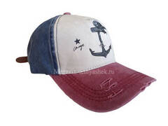 Купить бейсболку с якорем - Магазин тельняшек.ру 8-800-700-93-18Бейсболка Синяя с красным козырьком в Магазине тельняшек