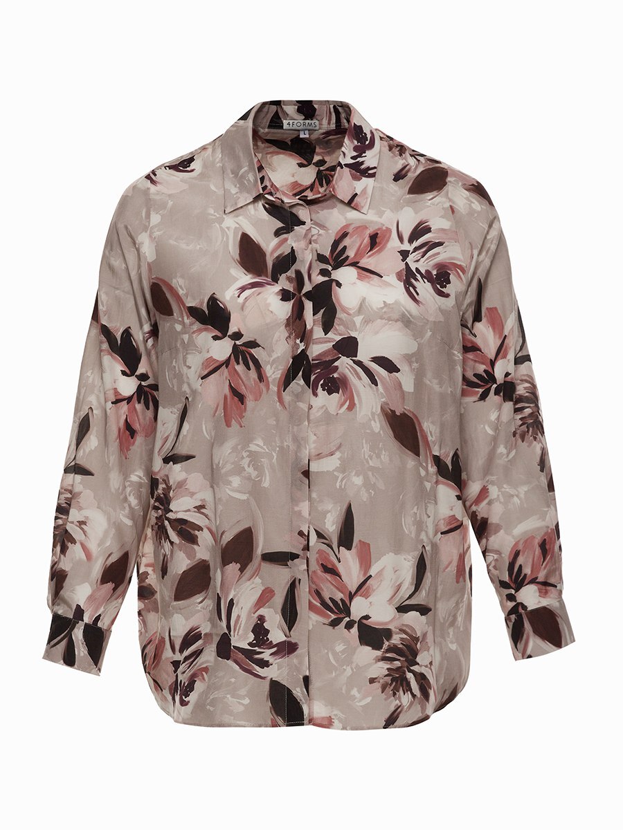 Блузка с планкой, цветочный принт