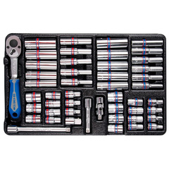 KING TONY (9-2548CR) Набор торцевых головок 1/4" с принадлежностями, ложемент, 48 предметов