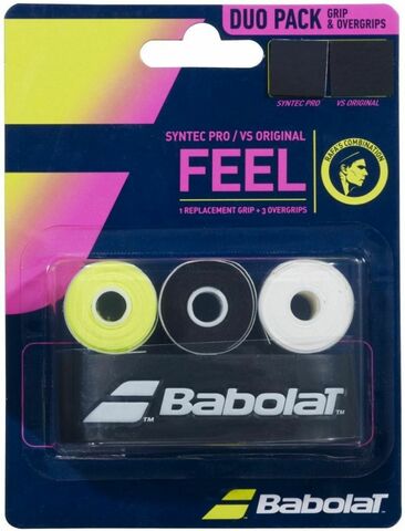 Намотки теннисные Babolat Feel DUO Pack RAFA Syntec Pro x1 + VS Original x3 - black/yellow/white